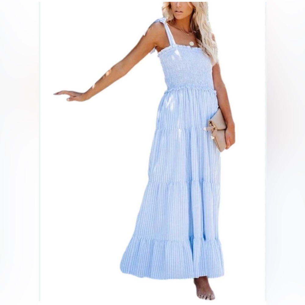 Blue Striped Maxi Dress